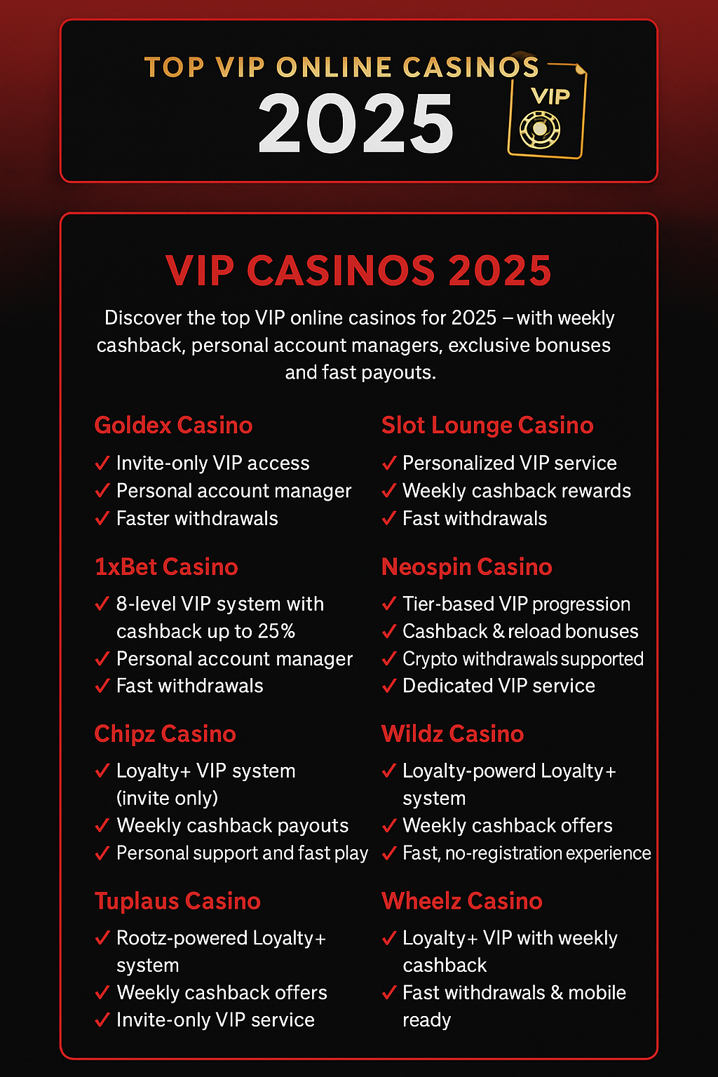 VIP Online Casinos – Exclusive bonuses & VIP rewards