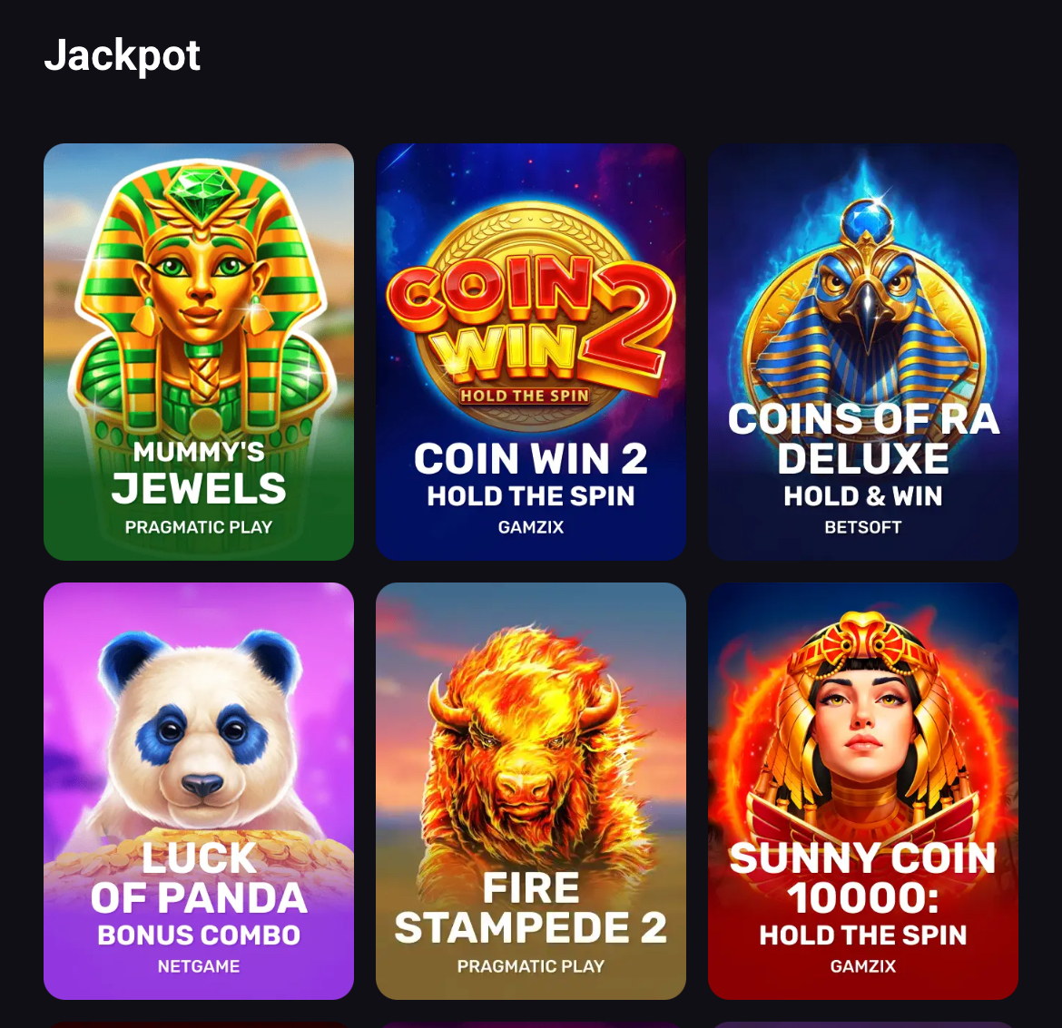 SlotLounge Casino game selection with top slots and live dealer games