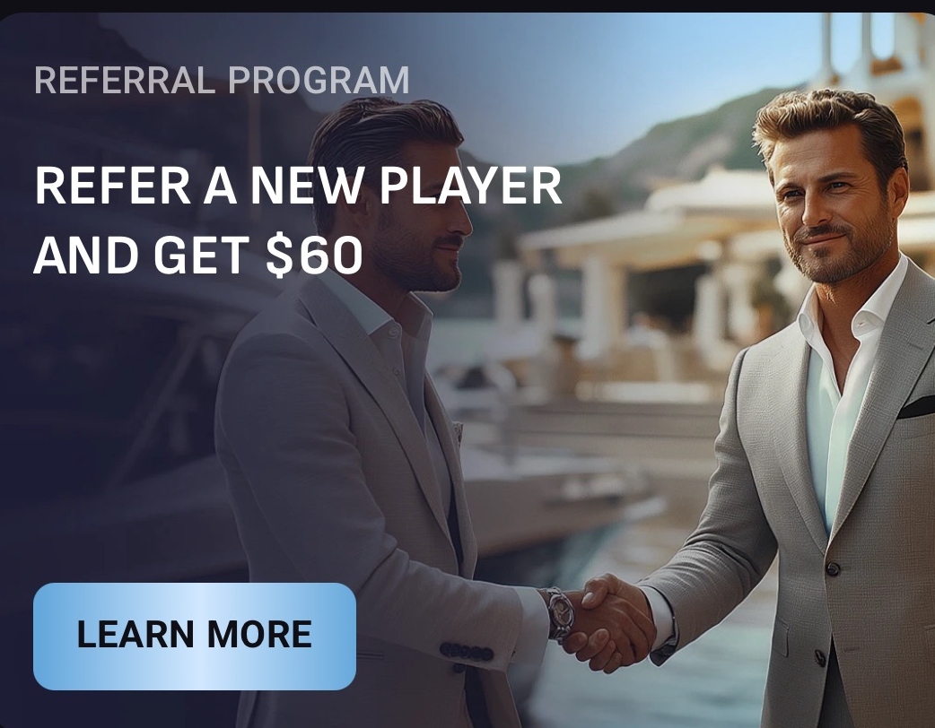 SlotLounge referral program offer – refer a new player and get 60 dollars