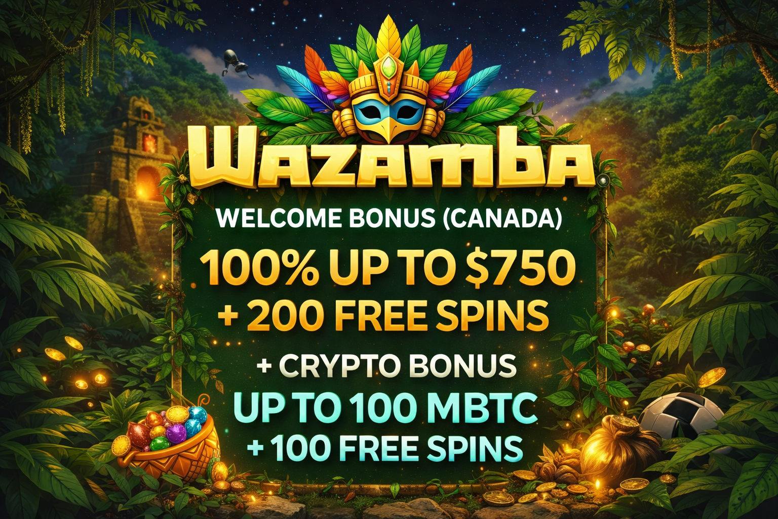 Wazamba Casino Canada Review banner and welcome bonus