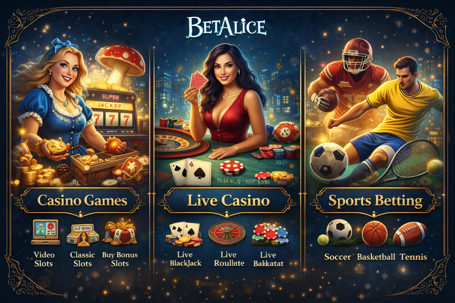 BetAlice Games Selection – Slots, Live Casino & Sports Betting