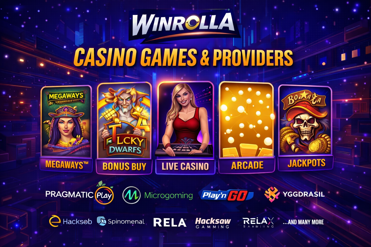 Winrolla Casino games lobby and software providers