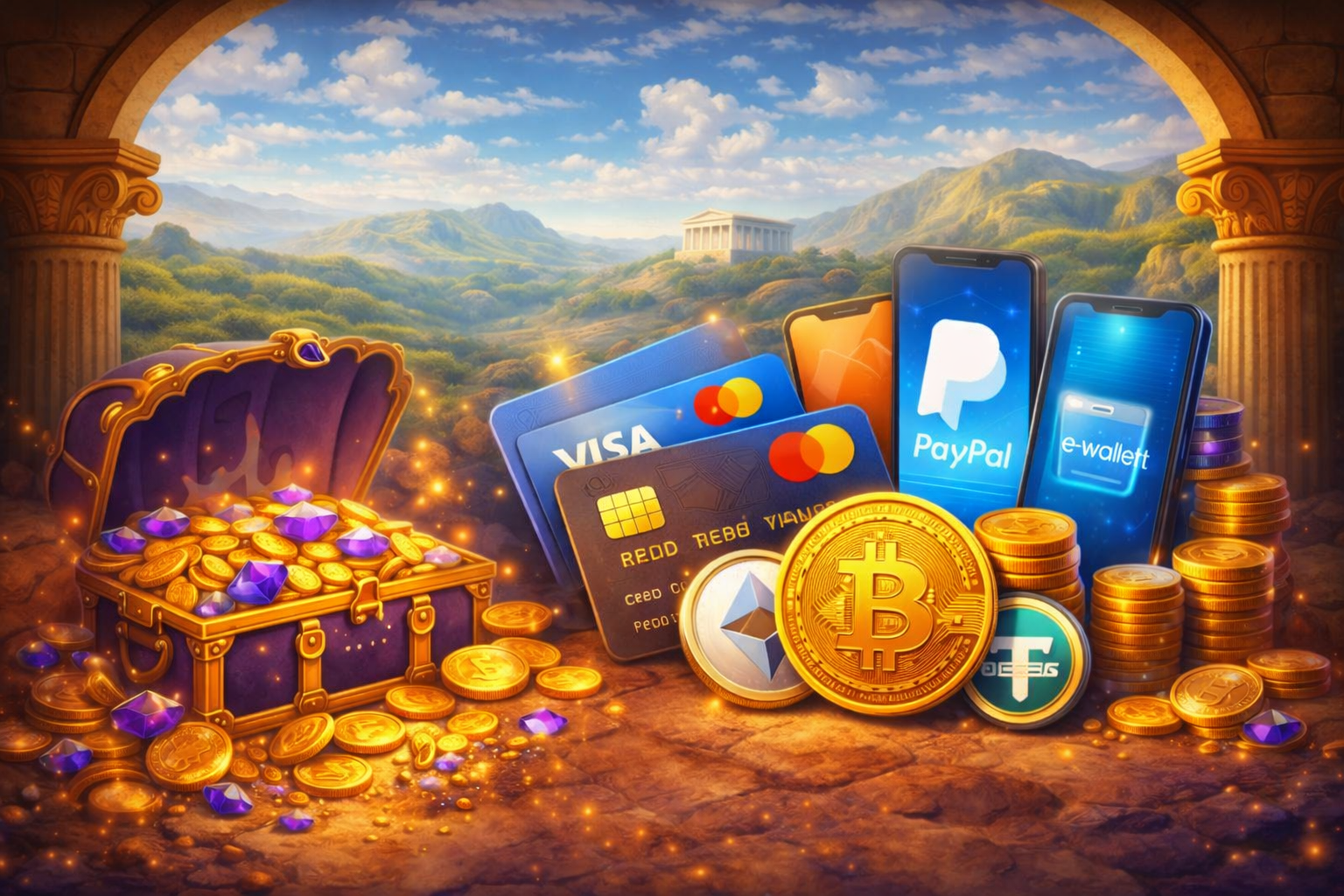 Aphrodite Casino payment methods including cards, e-wallets, bank transfer and crypto