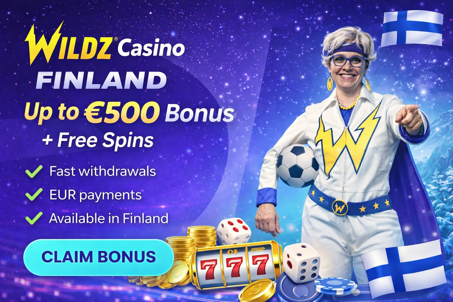 Wildz Casino Finland – up to €500 bonus and free spins for Finnish players