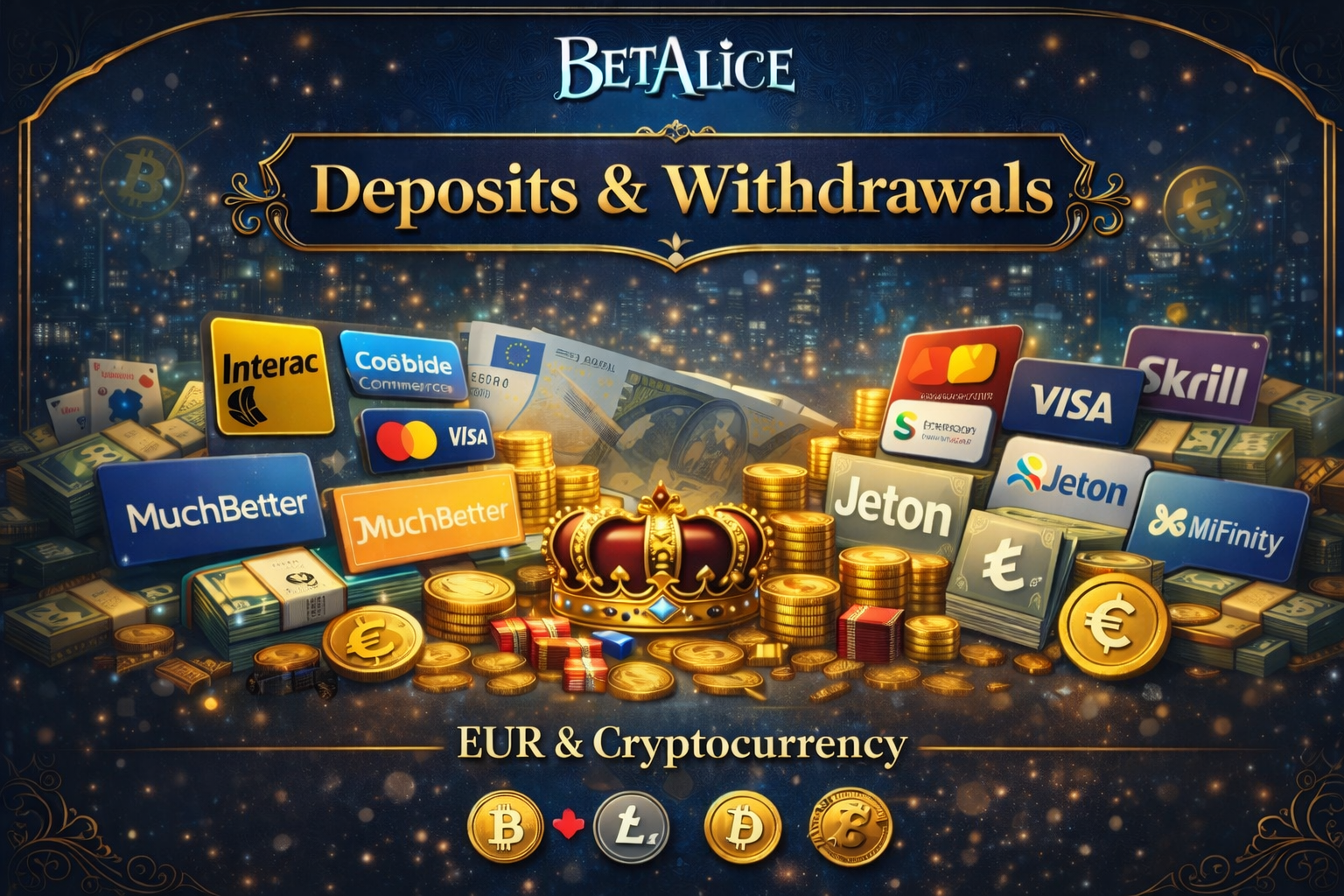 BetAlice Casino Finland payments methods including Finnish banks and crypto