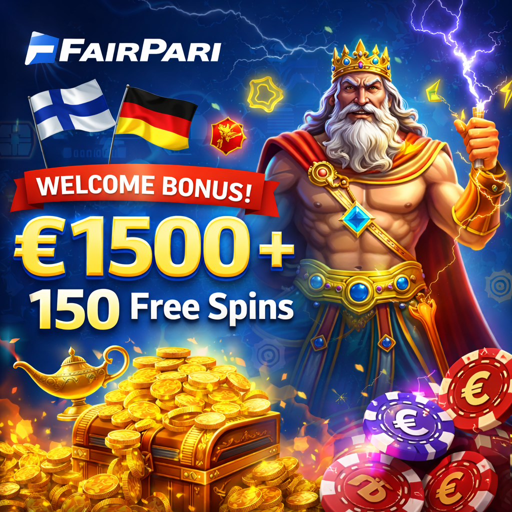 Fairpari Casino welcome bonus up to €1500 + 150 free spins
