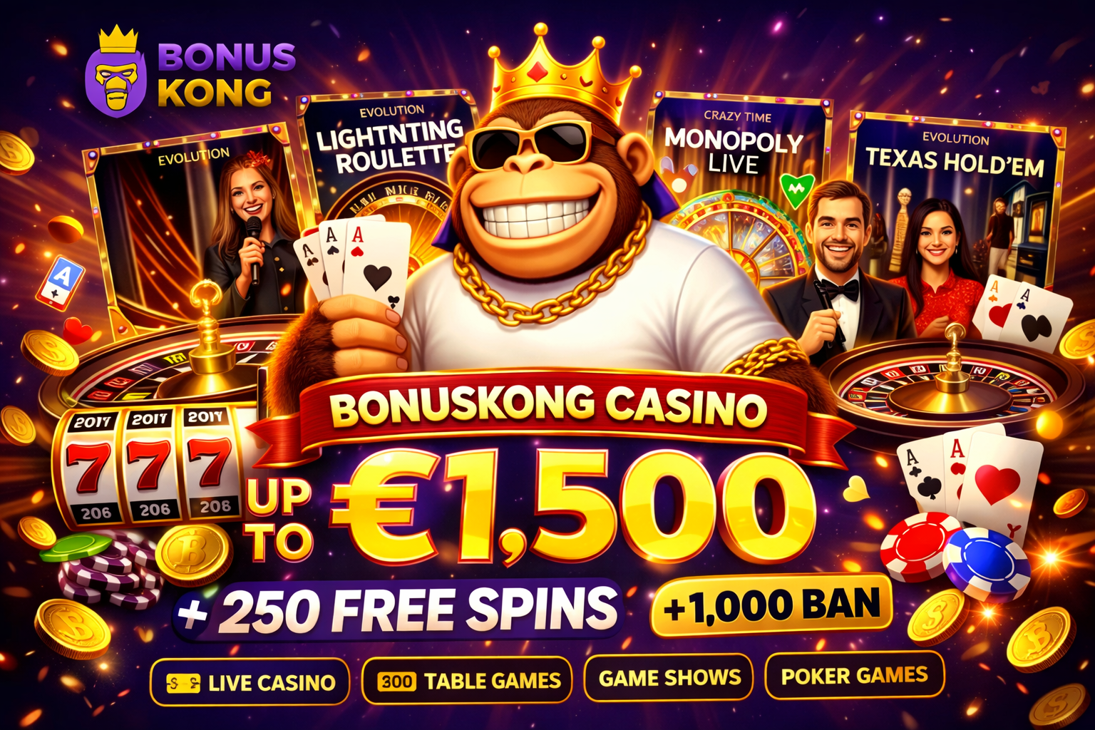 BonusKong Casino games – live casino, poker, roulette and game shows