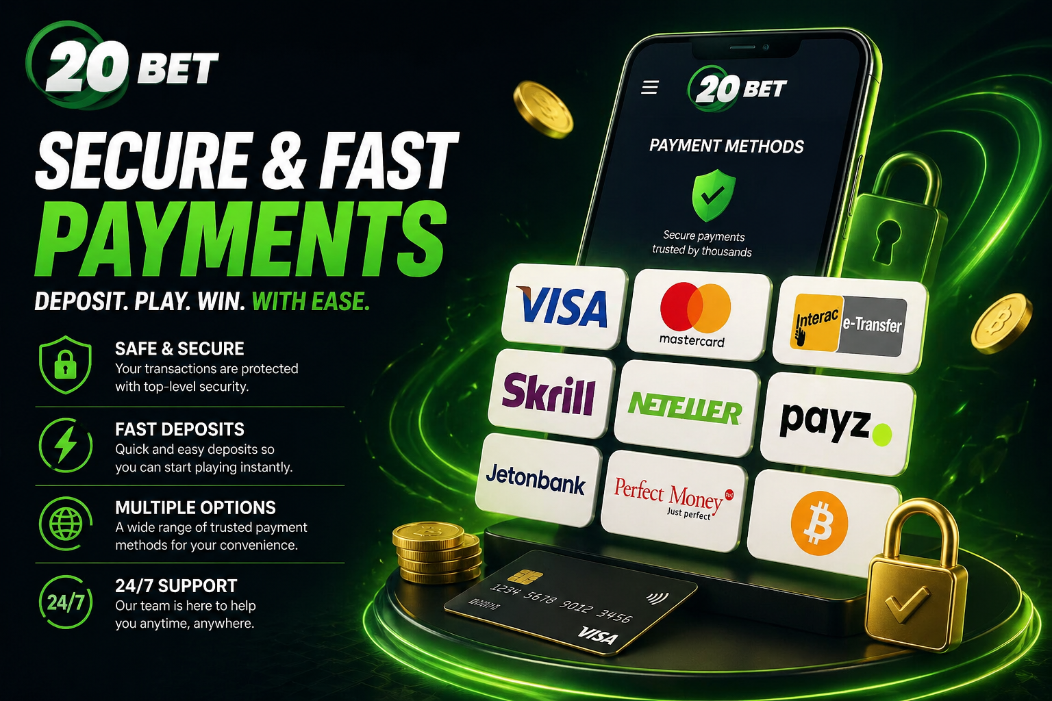 20bet Canada payment methods deposits and withdrawals