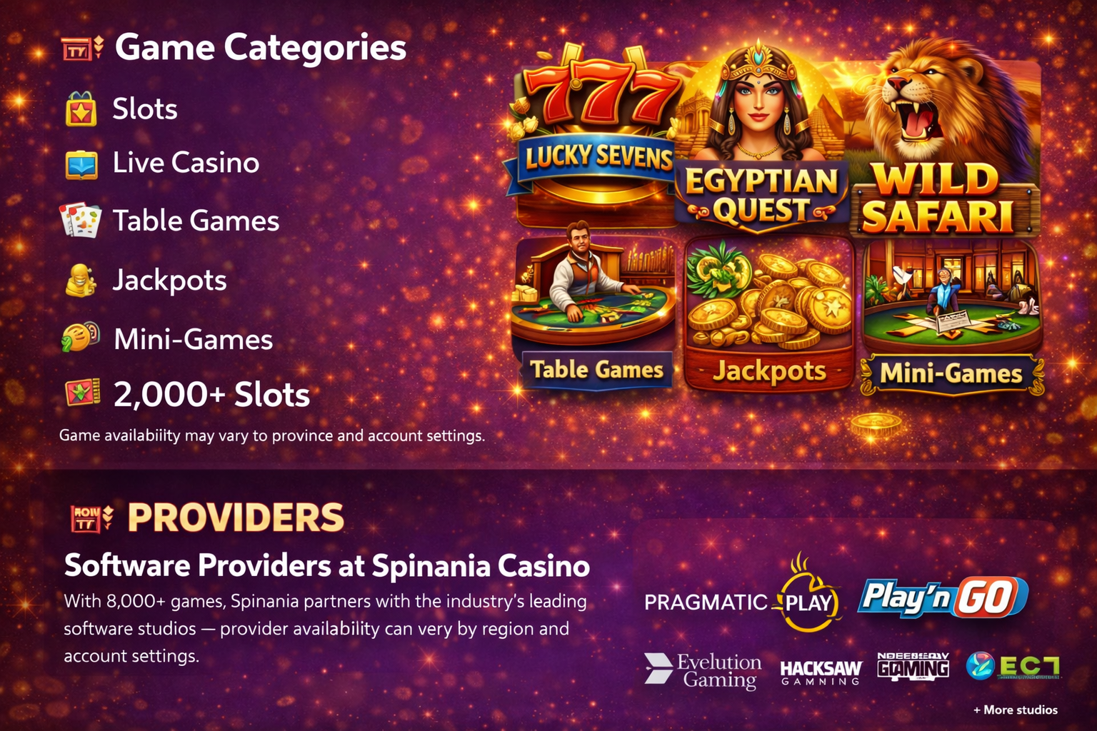 Spinania Casino games – slots, live casino, table games and jackpots
