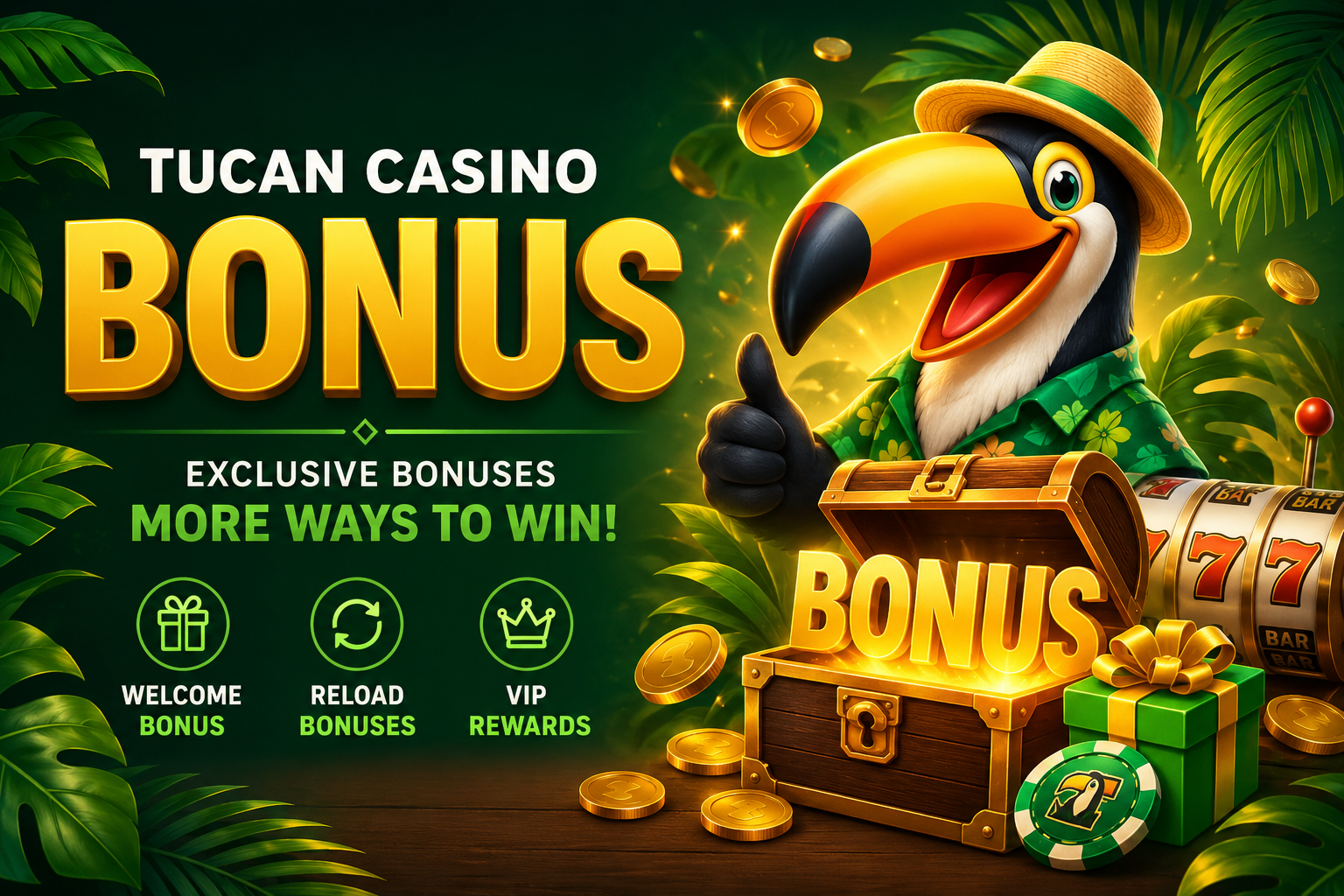 Tucan Casino Canada welcome bonus – 600% up to C$15,000 across 5 deposits