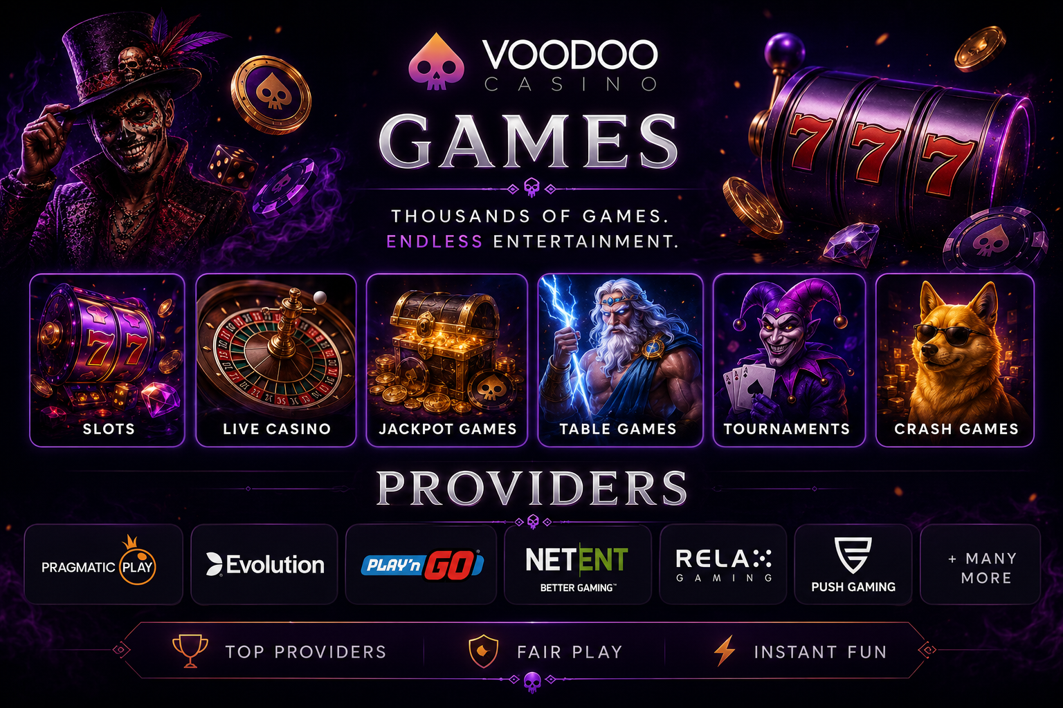 Voodoo Casino Canada games and software providers