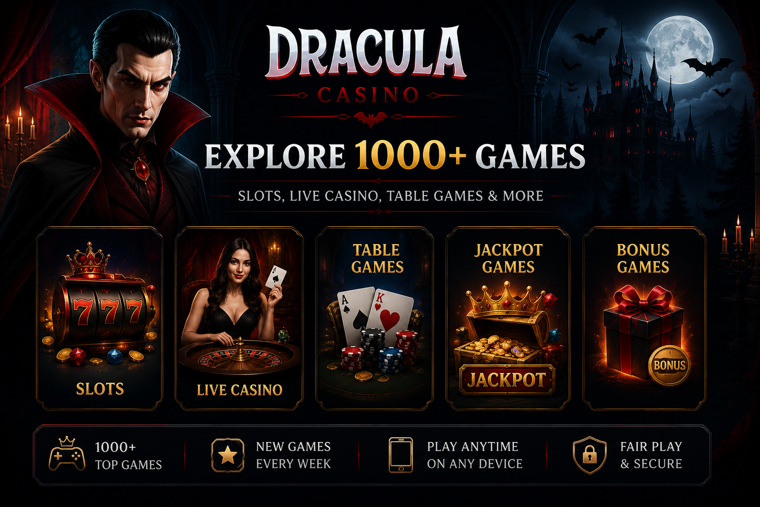 Dracula Casino Canada games live casino and sportsbook