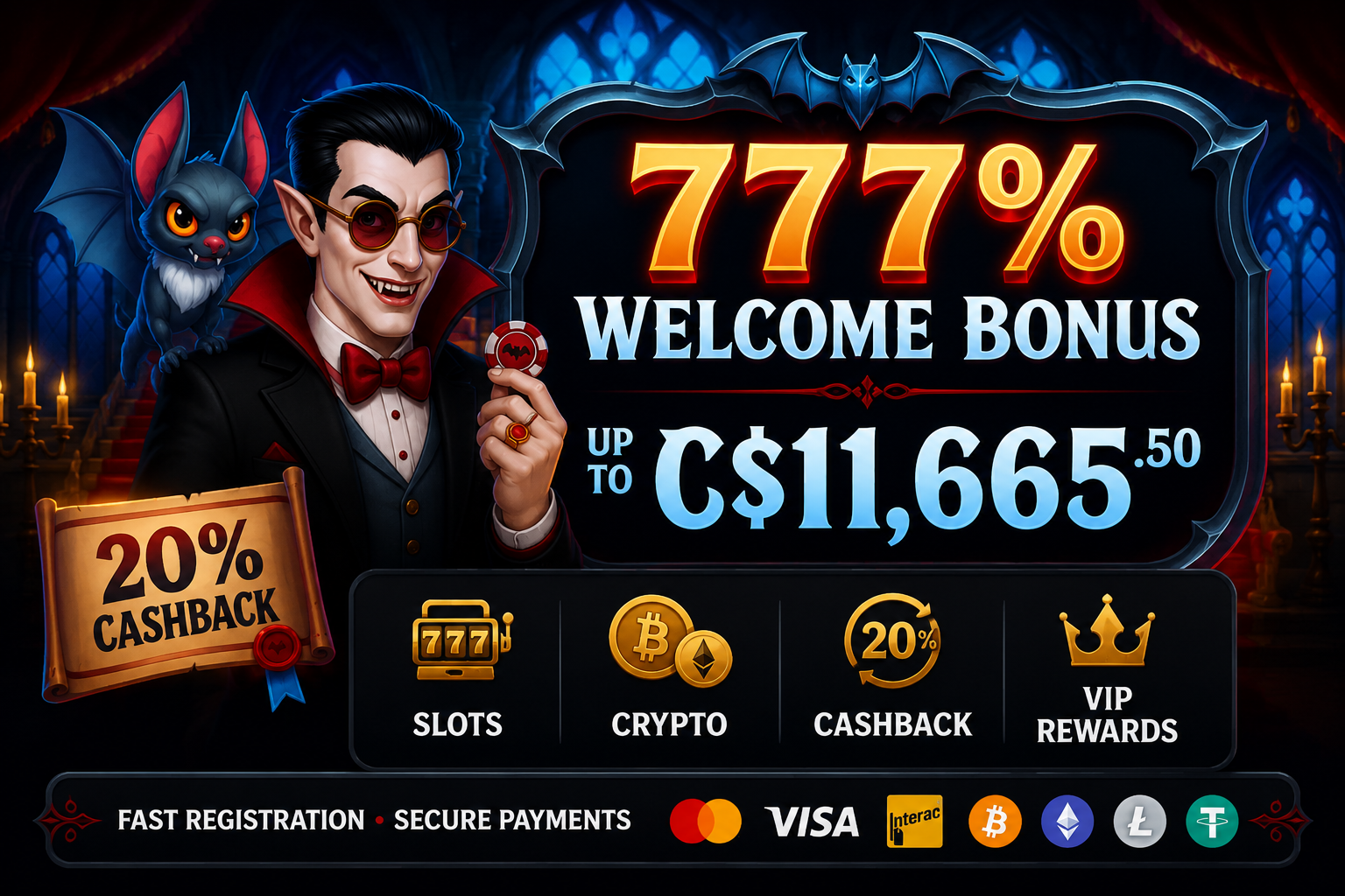 Dracula Casino Canada bonus and promotions