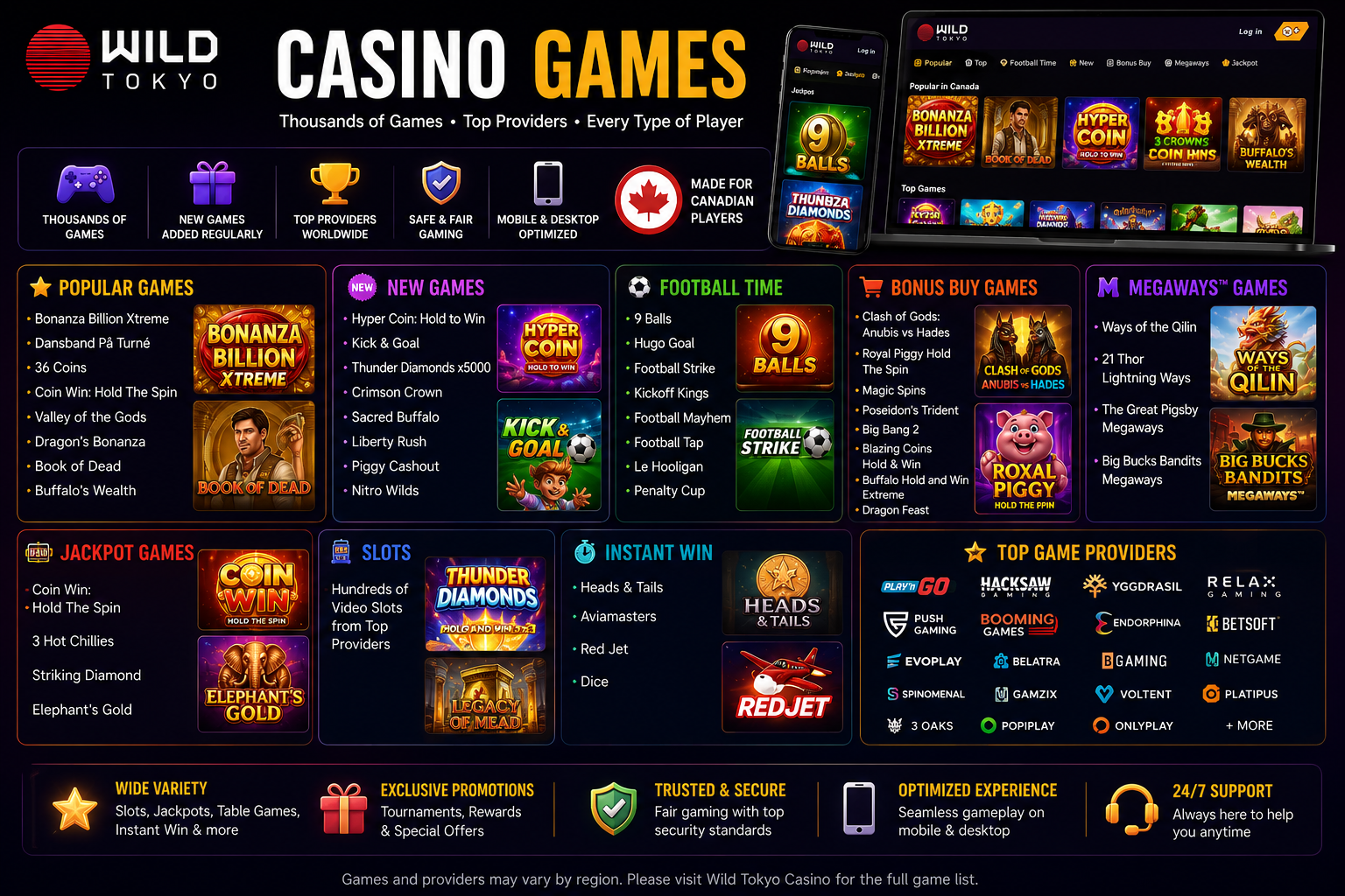 Wild Tokyo Casino games – slots, jackpots, table games and live casino