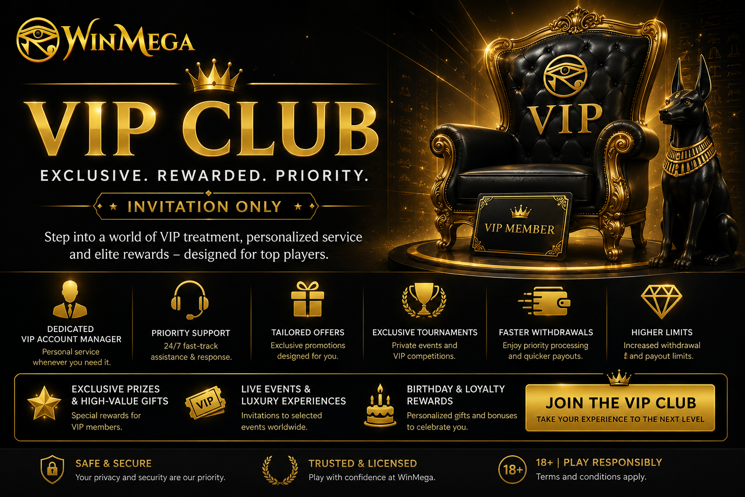WinMega Casino VIP Club – invitation-only rewards program