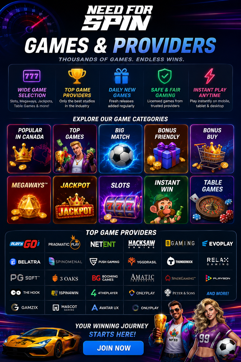 Need for Spin Casino games – 5,000+ titles from 100+ providers