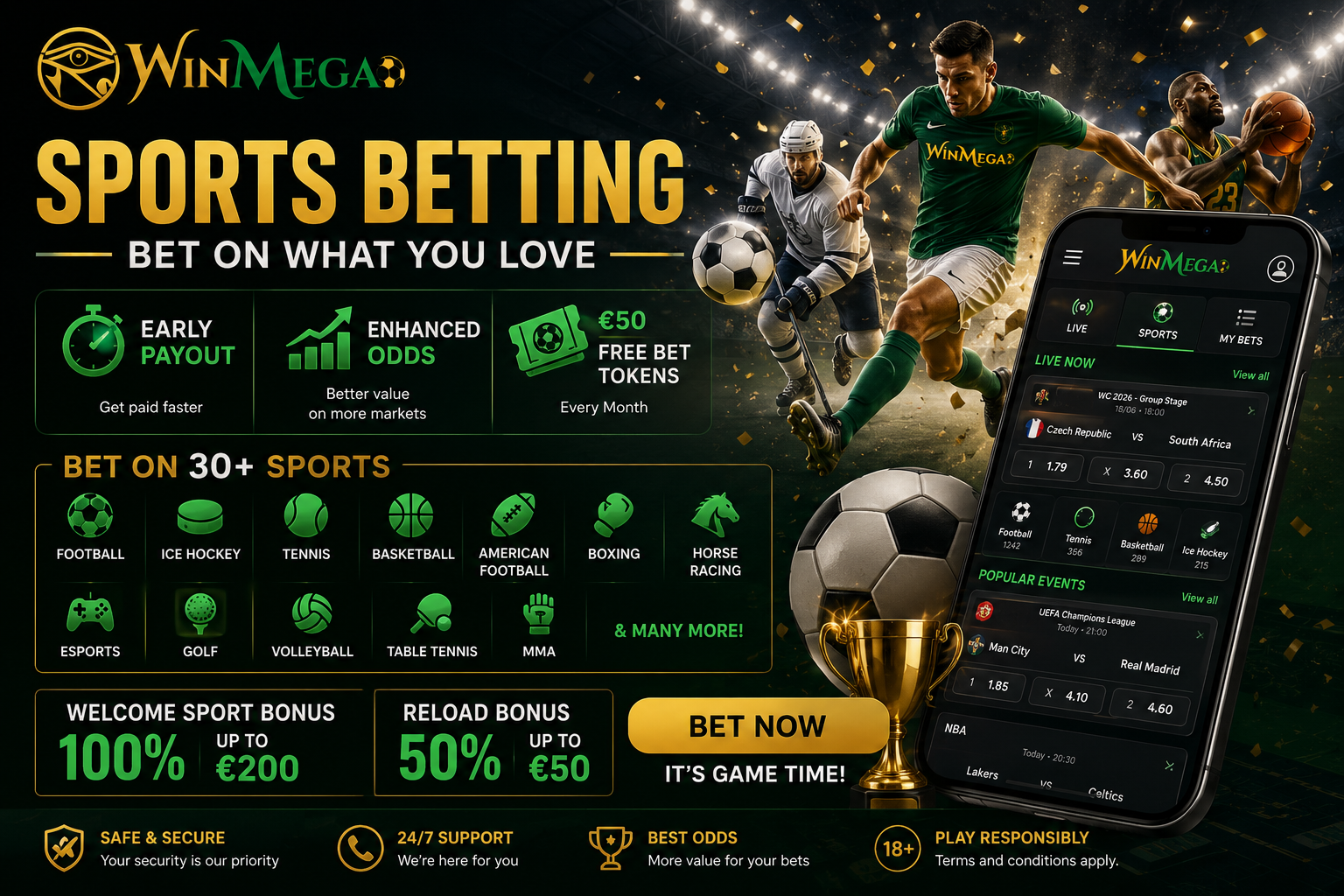 WinMega Casino games lobby – slots, live casino and sports betting