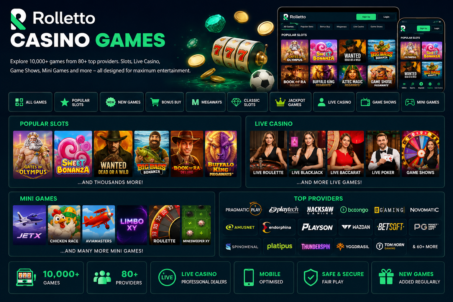 Rolletto Casino Canada – 10,000+ games from 80+ software providers