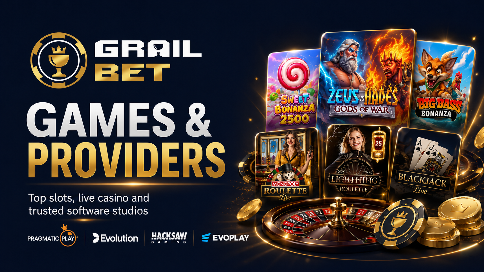 Grailbet Casino Canada – games from 20+ software providers