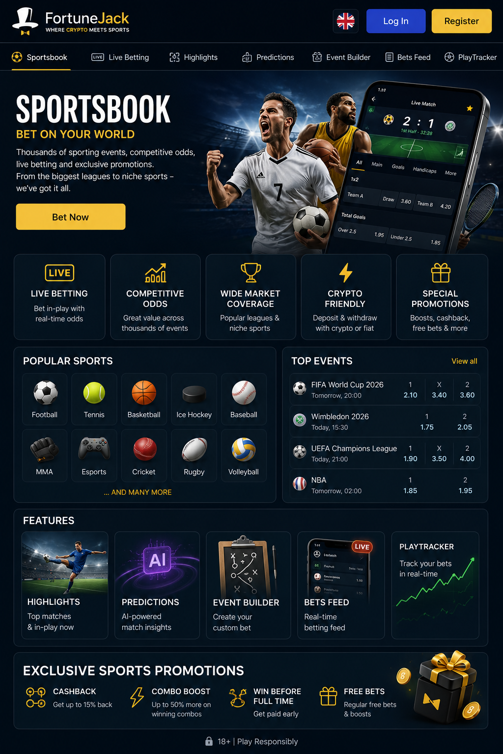 FortuneJack Canada sportsbook – live betting, Event Builder and thousands of markets
