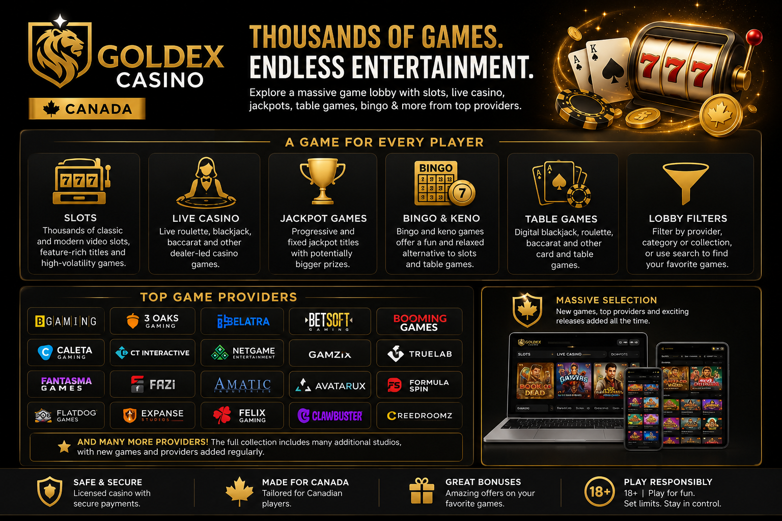 Goldex Casino games and providers