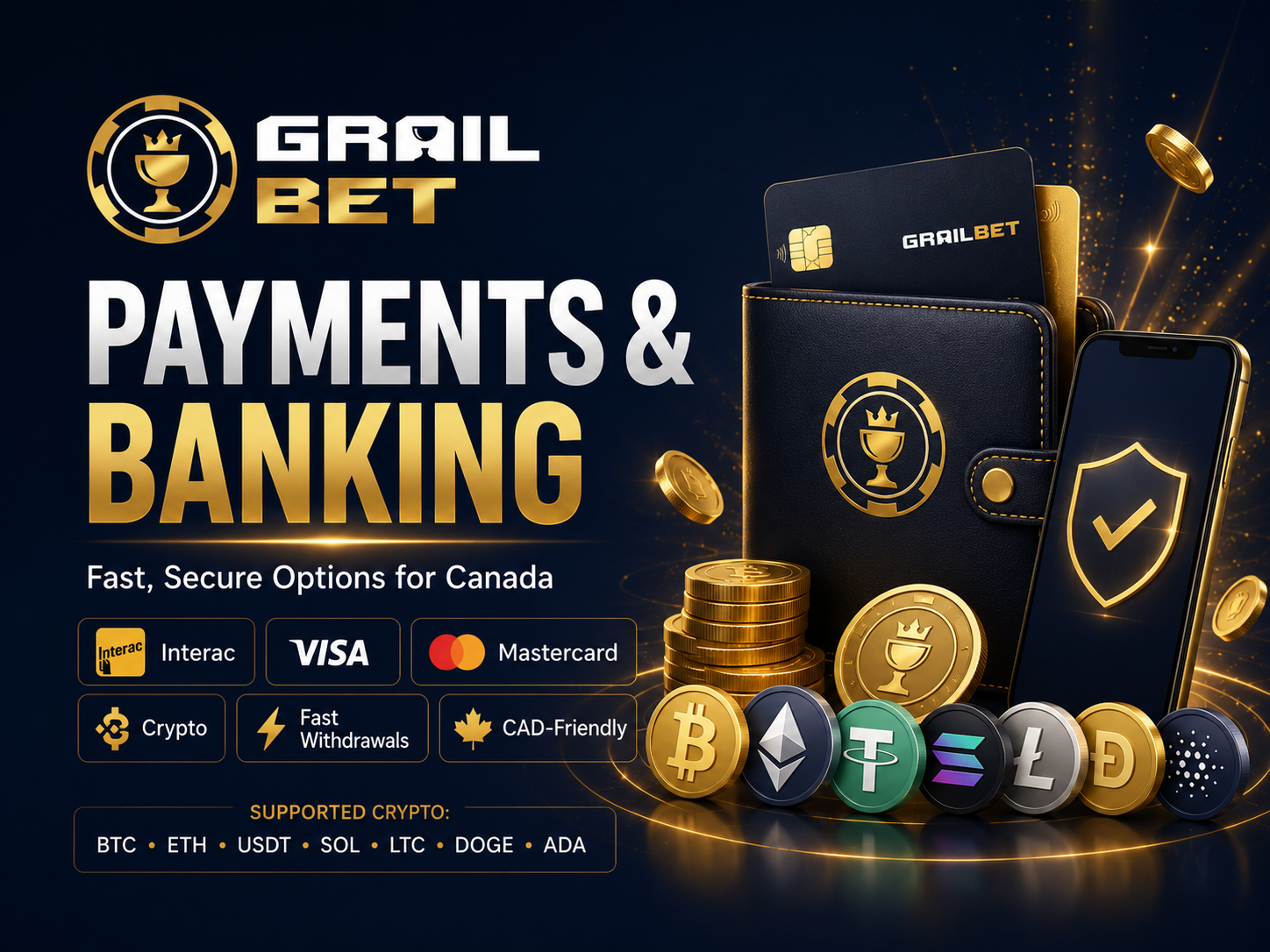 Grailbet Casino Canada payment methods – Interac, cards and crypto