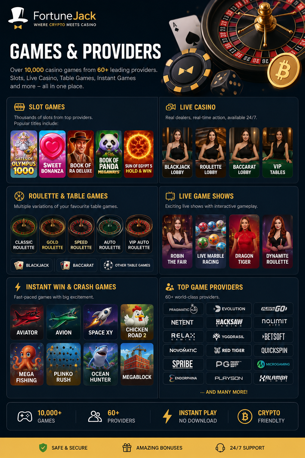 FortuneJack Canada – 10,000+ games from 60+ providers including slots, live casino and crash games