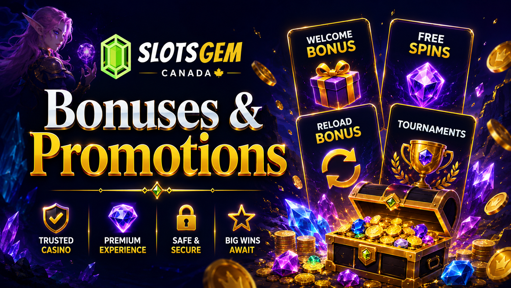 SlotsGem Casino Canada – welcome package up to C$5,000 + 250 Free Spins