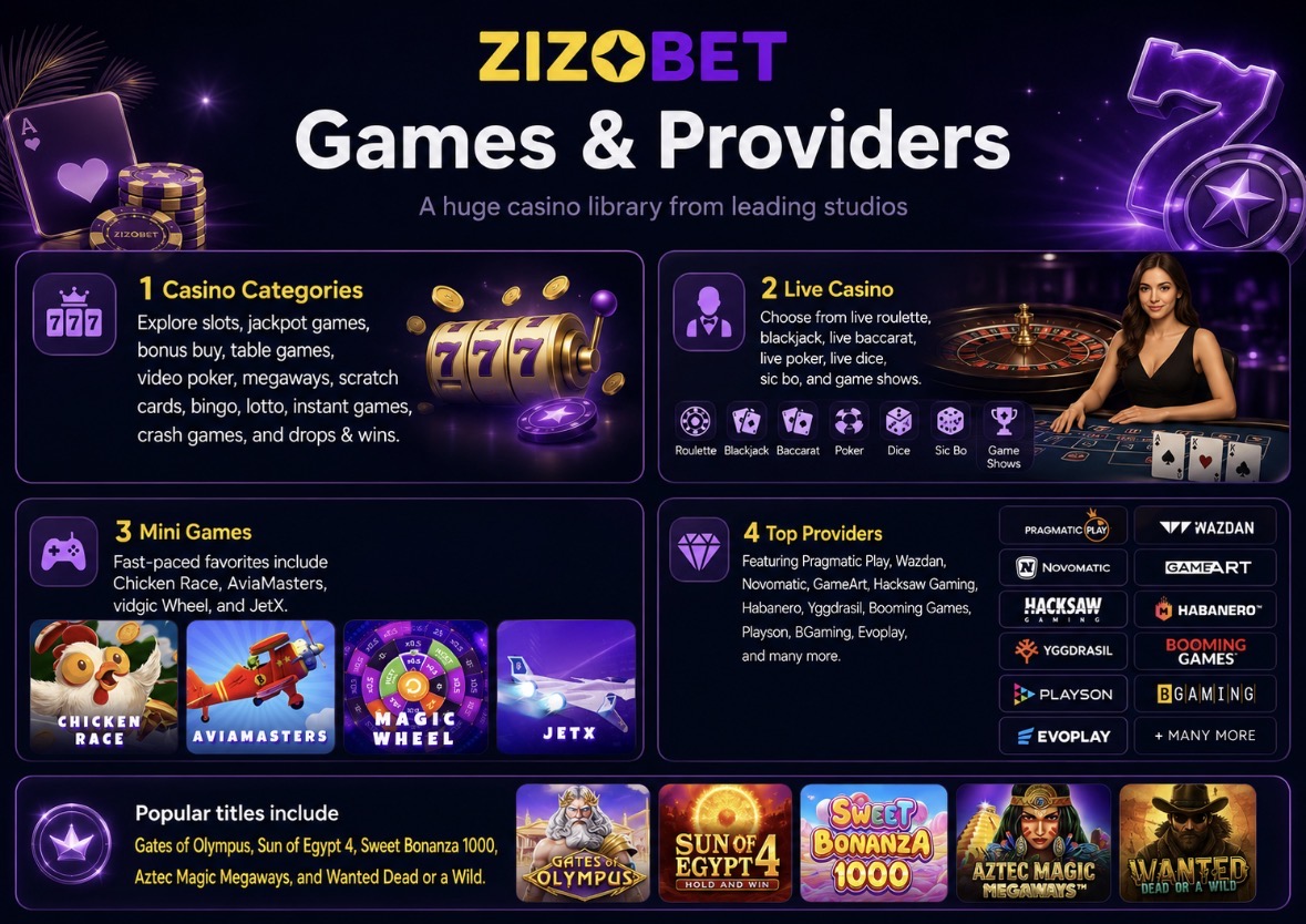 Zizobet Casino Canada – games from 70+ software providers