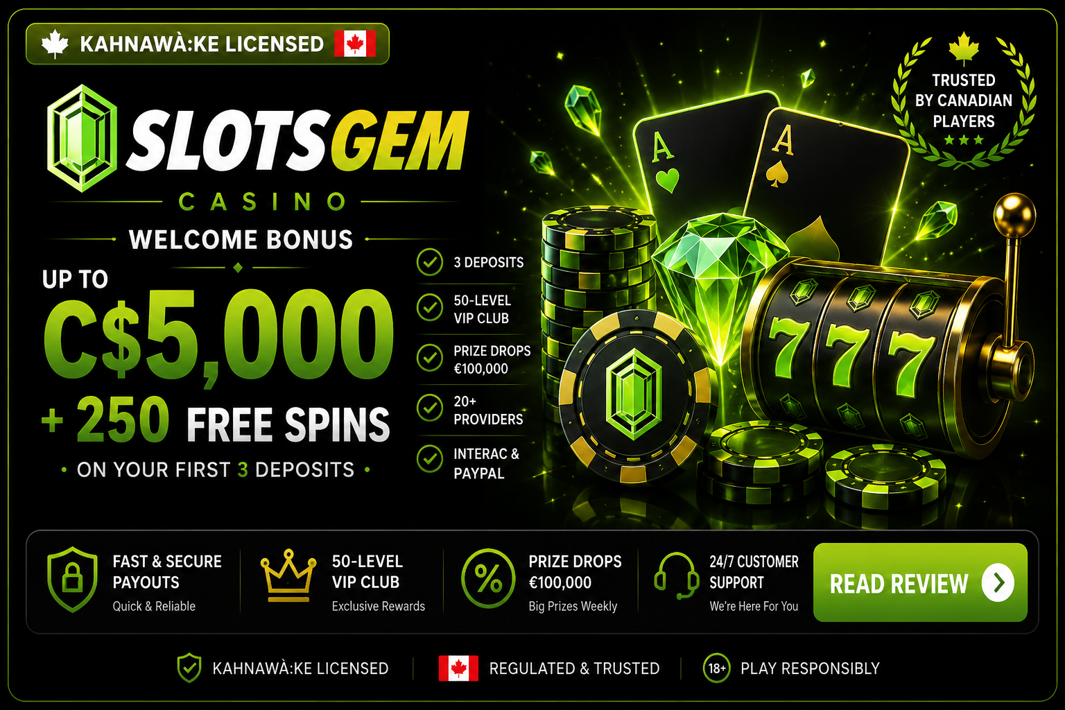 SlotsGem Casino welcome bonus and Canadian casino review