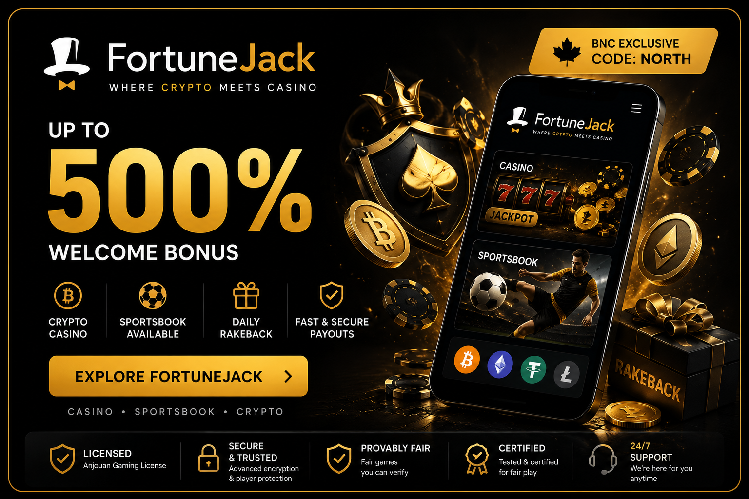 FortuneJack Casino welcome bonus and BestNorthCasinos review