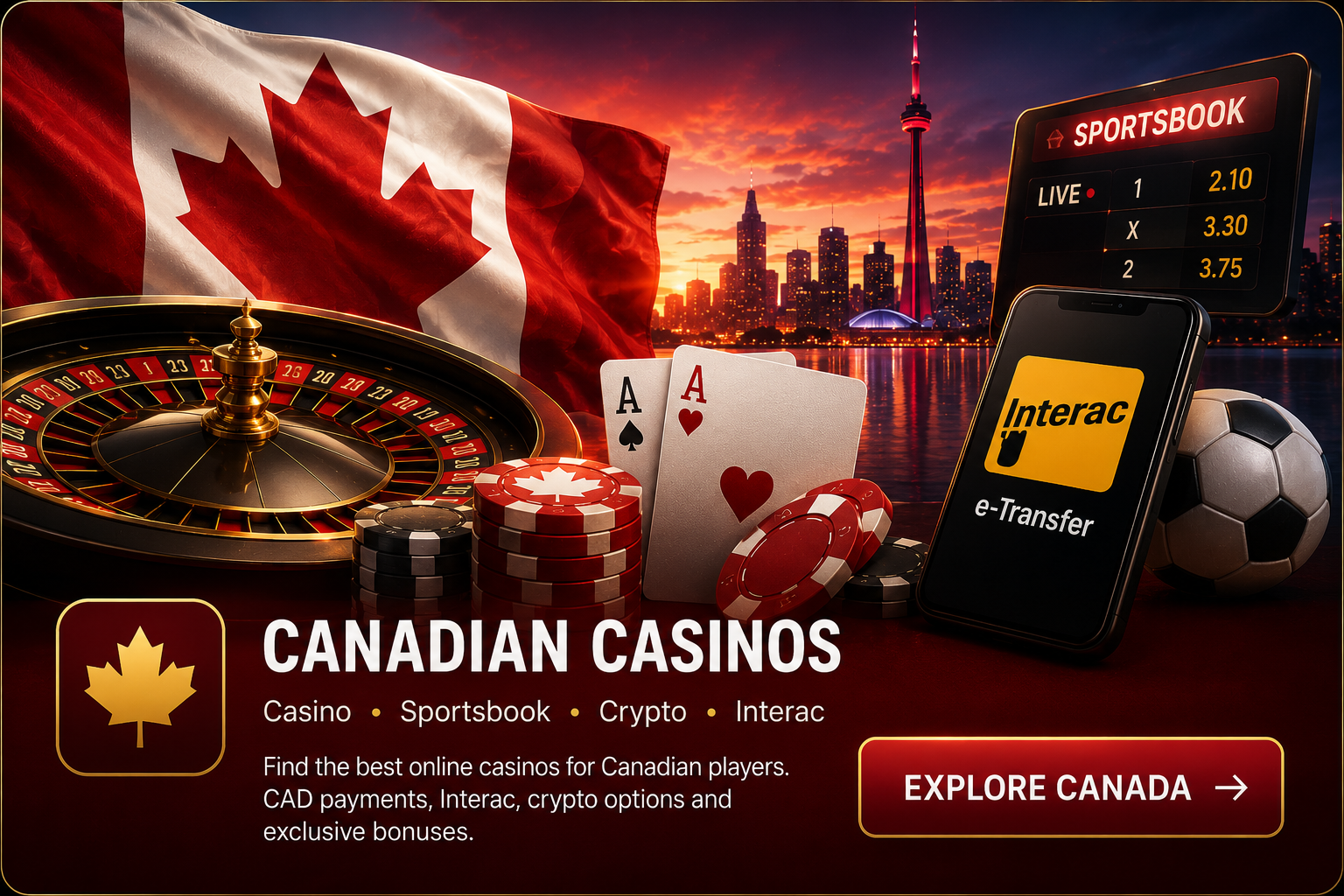 Canadian casinos with casino, sportsbook, crypto and Interac options