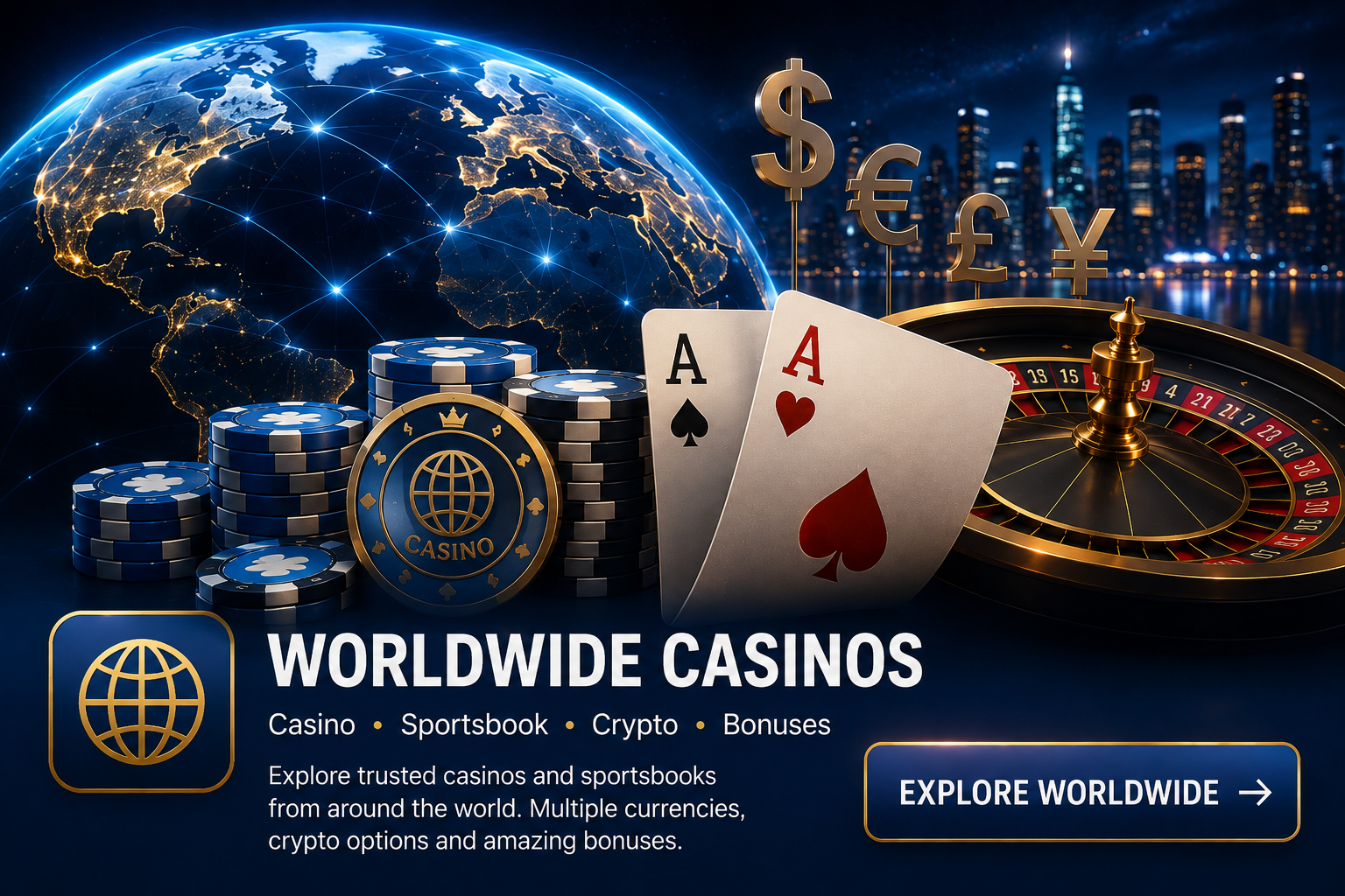 Worldwide online casinos, sportsbooks, crypto and international bonuses