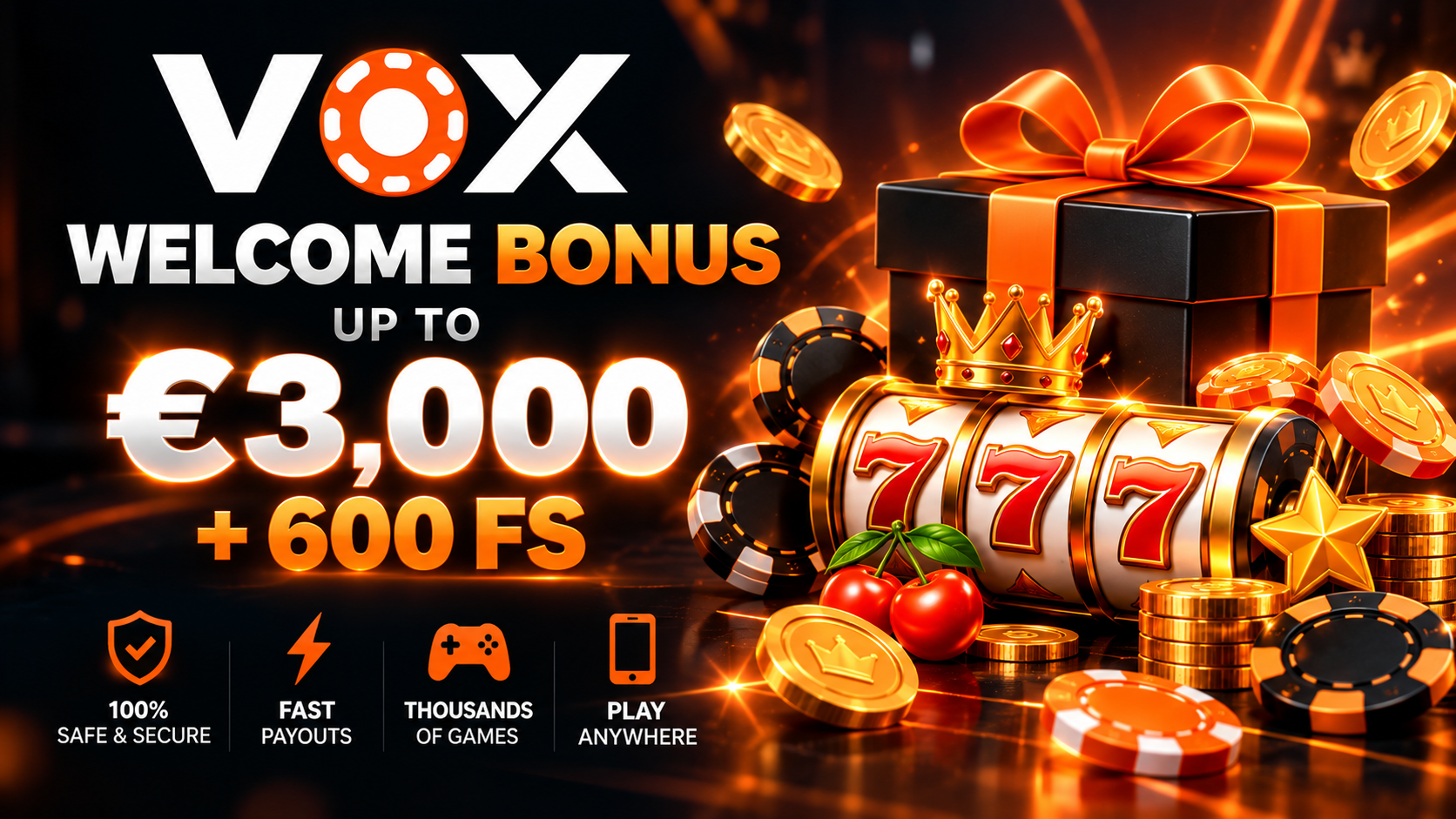 VOX Casino welcome bonus and Free Spins offer
