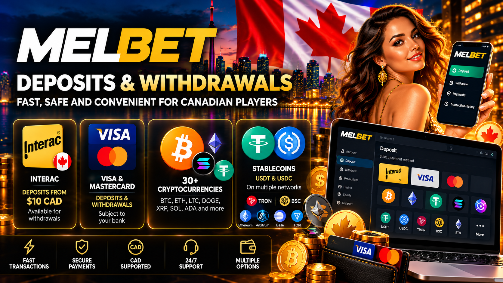 MelBet Casino Canada deposits and withdrawals
