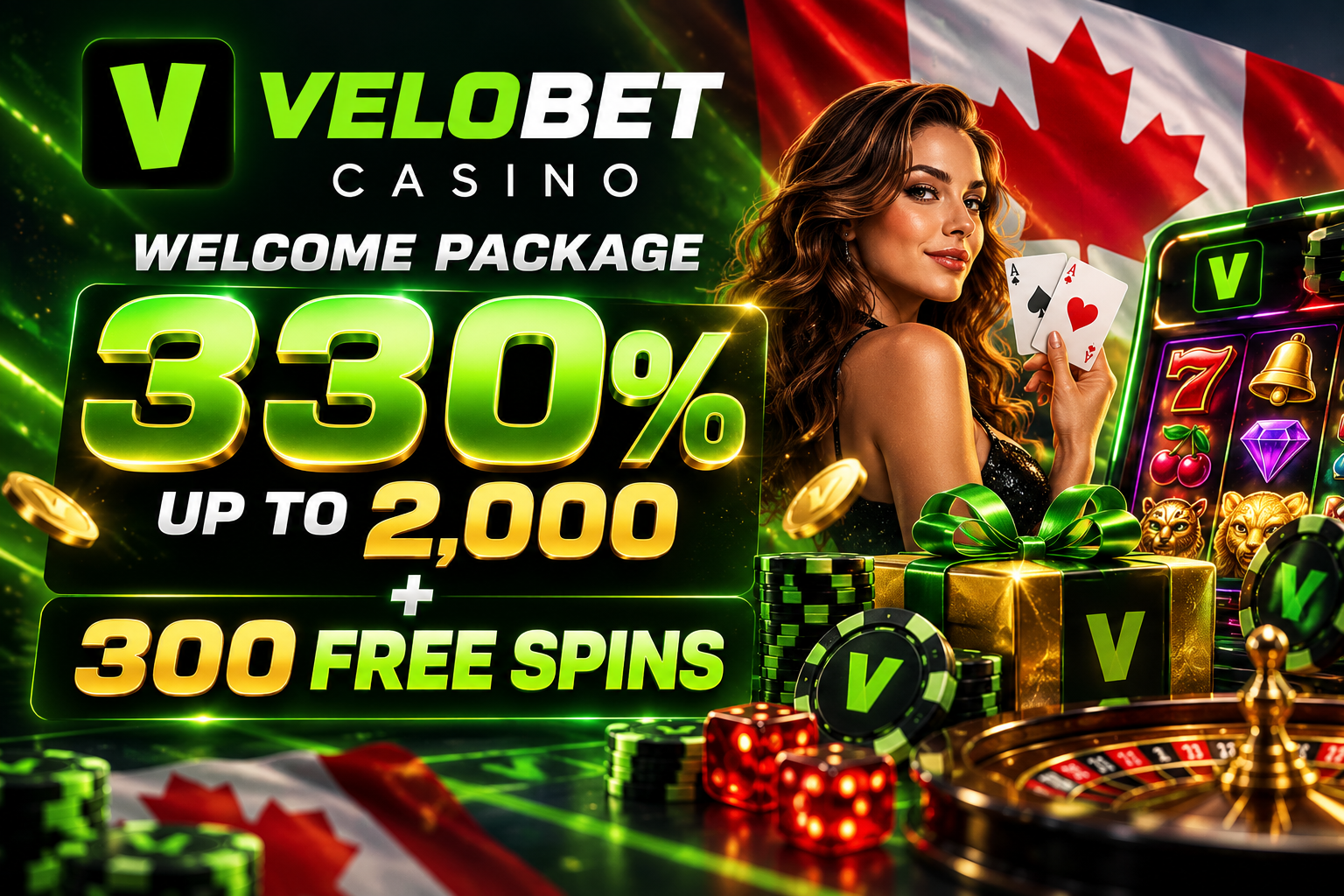 Velobet Casino Canada Welcome Bonus – 330% up to 2,000 and 300 Free Spins
