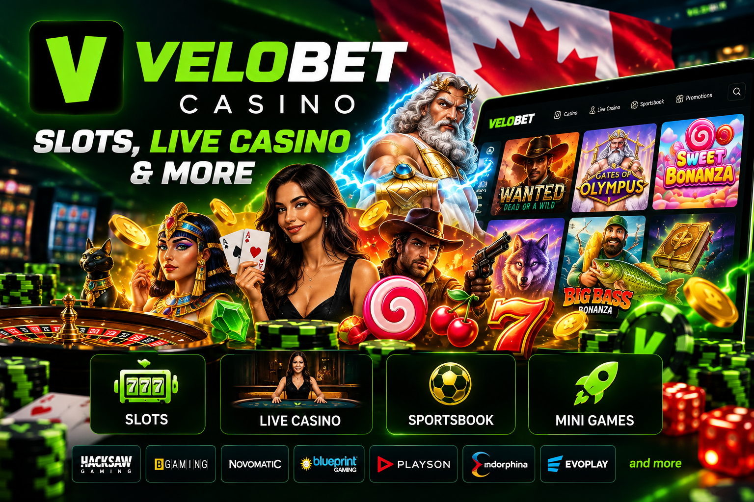 Velobet Casino Canada Games – Slots, Live Casino and Game Providers